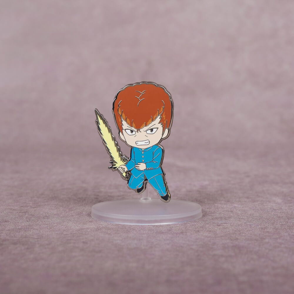Kuwabara wearing his school uniform and weilding his spirit sword.