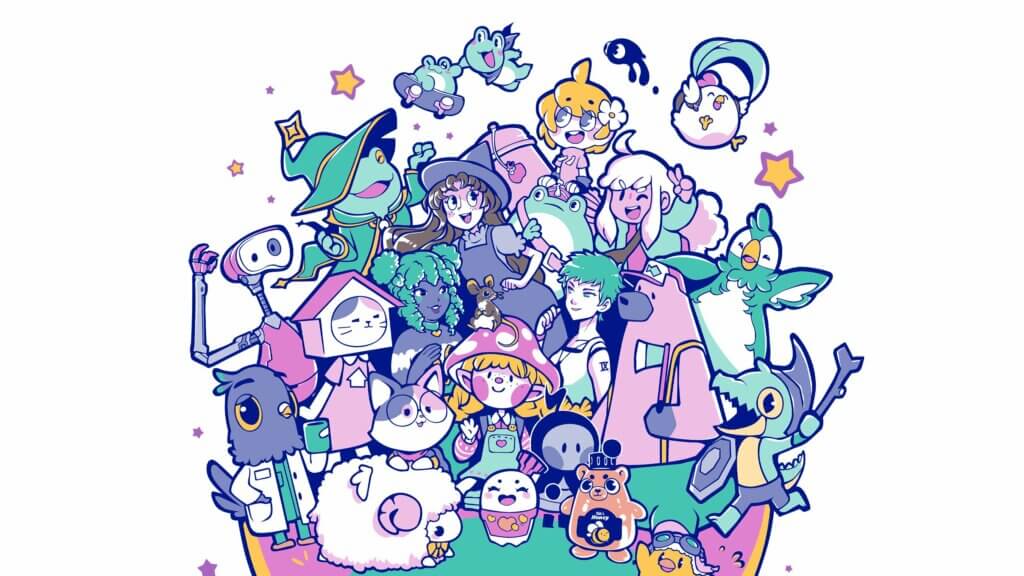 Wholesome direct's banner showing various different game characters