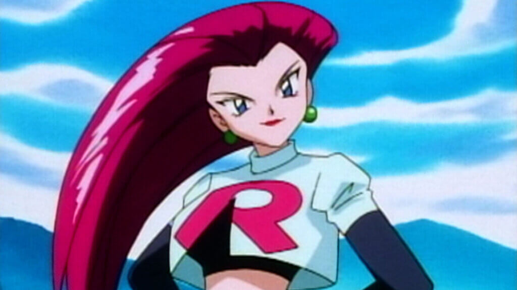 Jessie from Team Rocket with her hands on her hips smiling. 