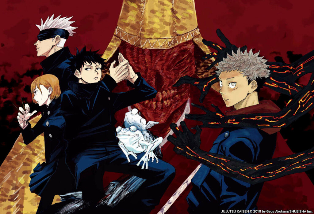 Jujutsu Kaisen’s first color spread feat. Yuji, Nobara, Megumi, and Gojo.