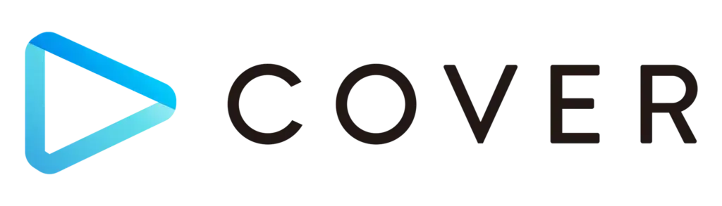 The Cover company logo. A blue play button is next to the word "cover" in plain text.