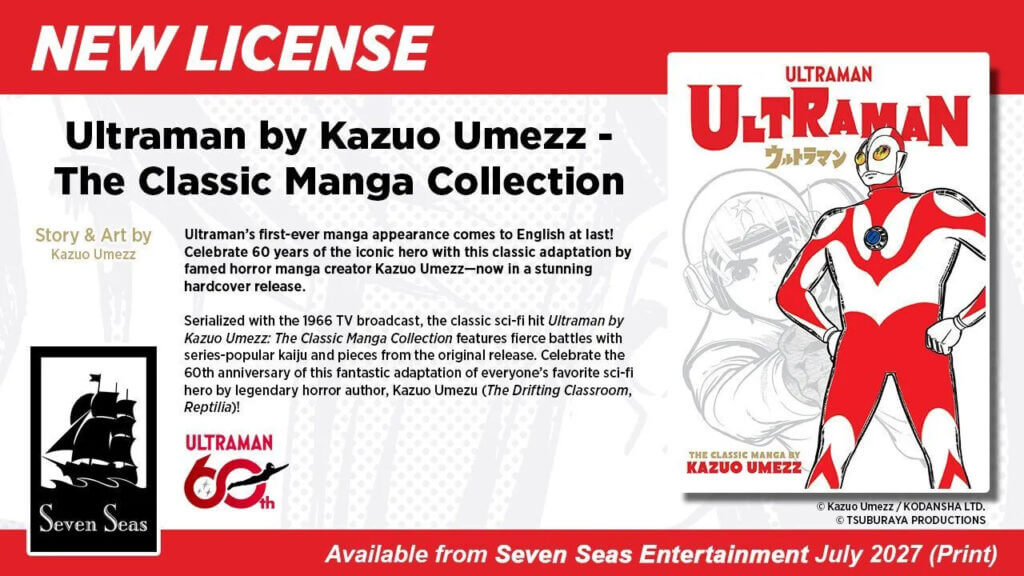 The cover of Ultraman, depicting a heroic white figure with red markings. The silhouette of a man wearing a jumpsuit and helmet can be seen behind him.