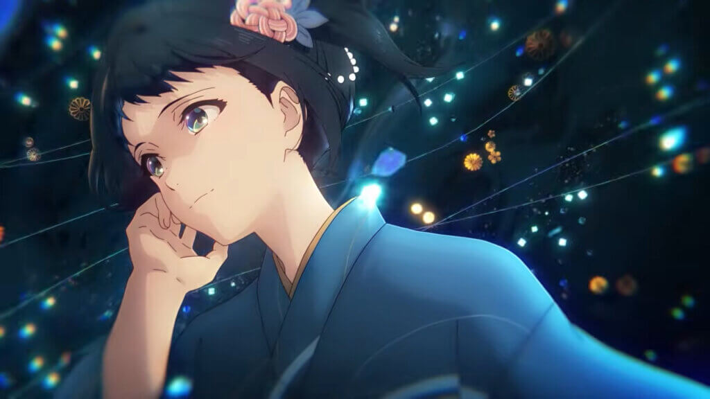 Inako looks into the distance as lights fly past her.