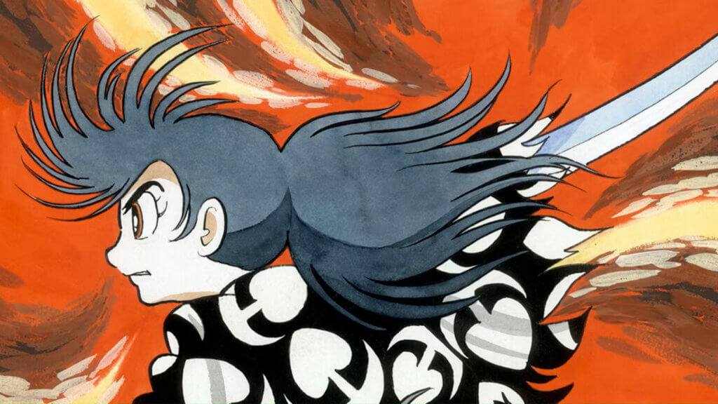 An image of Hyakkimaru, the protagonist of Dororo. He is wearing a black and white patterned kimono and is wielding a sword.